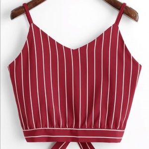 Woman’s Stripes Cut Out Cropped Tank Top